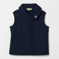 ゴルフウェアレディース L-ワッフル ロールカラー ノースリーブ シャツノースリーブ S ネイビー 012-23370-38-098