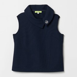 ゴルフウェアレディース L-ワッフル ロールカラー ノースリーブ シャツノースリーブ M ネイビー 012-23370-40-098