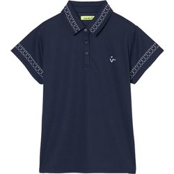 ゴルフウェアレディース L-ハート シシュウ カノコハンソデポロ シャツ半袖 M ネイビー 012-23442-40-098