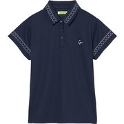 ゴルフウェアレディース L-ハート シシュウ カノコハンソデポロ シャツ半袖 XL ネイビー 012-23442-44-098