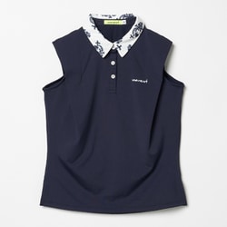ゴルフウェアレディース L-ボタニカル 高機能ベアテン ノースリーブシャツ シャツノースリーブ L ネイビー 012-23470-42-098