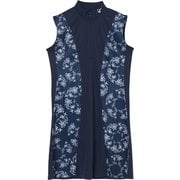 ゴルフウェアレディース L-ボタニカル カノコ ノースリーブワンピ スカート S ネイビー 012-63470-38-098