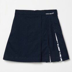 ゴルフウェアレディース L-ボタニカル アシメプリーツ ツイルスカート スカート M ネイビー 012-73470-40-098