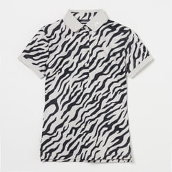 ゴルフウェアレディース W06A Tour Tech Print Polo シャツ半袖 M アイボリー 072-23241-40-006