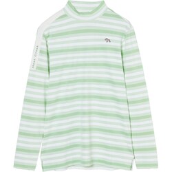 ゴルフウェアメンズ M ボーダー長袖ハイネックシャツ シャツ長袖 M ライム 001-23211-48-021