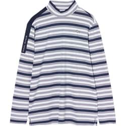 ゴルフウェアメンズ M ボーダー長袖ハイネックシャツ シャツ長袖 M ブルー系 001-23211-48-096