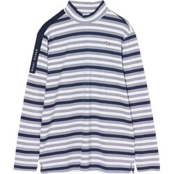 ゴルフウェアメンズ M ボーダー長袖ハイネックシャツ シャツ長袖 L ブルー系 001-23211-50-096