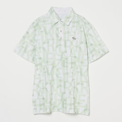 ゴルフウェアメンズ M ロゴプリント半袖シャツ シャツ半袖 XL ライム 001-23241-52-021