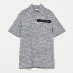 ゴルフウェアメンズ M ロゴジャガード半袖ハイネックシャツ シャツ半袖 M チャコール 001-23244-48-018