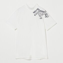 ゴルフウェアメンズ M レタードヘンリー半袖ハイネックシャツ シャツ半袖 M オフホワイト 001-23340-48-005