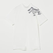ゴルフウェアメンズ M レタードヘンリー半袖ハイネックシャツ シャツ半袖 M オフホワイト 001-23340-48-005