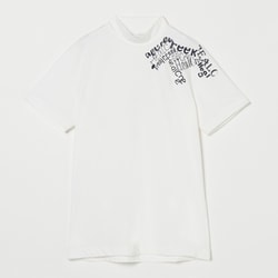 ゴルフウェアメンズ M レタードヘンリー半袖ハイネックシャツ シャツ半袖 XL オフホワイト 001-23340-52-005
