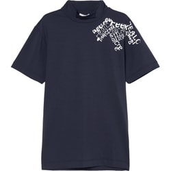 ゴルフウェアメンズ M レタードヘンリー半袖ハイネックシャツ シャツ半袖 L ネイビー 001-23340-50-098