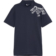 ゴルフウェアメンズ M レタードヘンリー半袖ハイネックシャツ シャツ半袖 L ネイビー 001-23340-50-098