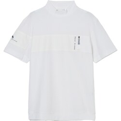 ゴルフウェアメンズ M ディンプルドット半袖ハイネックシャツ シャツ半袖 L オフホワイト 001-23441-50-005