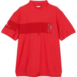 ゴルフウェアメンズ M ディンプルドット半袖ハイネックシャツ シャツ半袖 L レッド系 001-23441-50-065