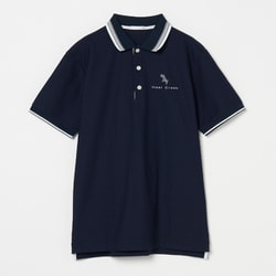 ゴルフウェアメンズ M シャドーヘンリーカノコ半袖ポロシャツ シャツ半袖 XL ネイビー 001-23442-52-098