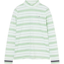ゴルフウェアレディース L ベア鹿の子ボーダー長袖モックネック シャツ長袖 M ライム 002-23211-40-021
