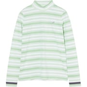 ゴルフウェアレディース L ベア鹿の子ボーダー長袖モックネック シャツ長袖 L ライム 002-23211-42-021