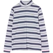 ゴルフウェアレディース L ベア鹿の子ボーダー長袖モックネック シャツ長袖 L ブルー系 002-23211-42-096