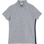 ゴルフウェアレディース L ロゴジャカードモックネック シャツ半袖 M チャコール 002-23243-40-018