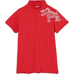 ゴルフウェアレディース L レタードヘンリークールUVベア天トッ シャツ半袖 M レッド系 002-23340-40-065