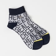 ソックス M ジャガード風ロゴソックス ソックス F ネイビー 003-43230-50-098