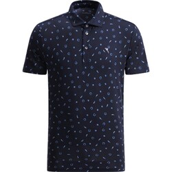 ゴルフウェアメンズ 017A ALBERGO シャツ半袖 XL Dネイビー 031-23440-50-099
