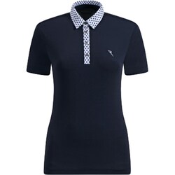 ゴルフウェアレディース 076A AVARIZIA シャツ半袖 XL ネイビー 032-23442-44-098