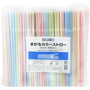 商売繁盛 曲がる カラー ストロー 袋なし 業務用 増量 お徳用 パック 使い捨て 500本入 ピンク ブルー イエロー 直径6mm×長さ21cm