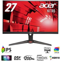 ゲーミングモニター/Acer Nitro/27型/フルHD（1920×1080）/IPSパネル/非光沢/HDR対応/200Hz/0.5ms （GTG Min）/HDMI×2 DP×1/スピーカー（2W＋2W） XV270X1bmiiprx