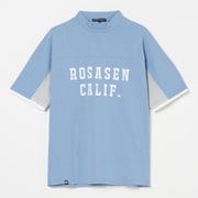 ゴルフウェアメンズ M-ソロナテンジクハンソデモックネック シャツ半袖 M ブルー 044-23241-48-095