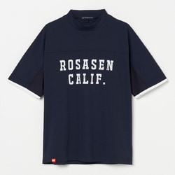 ゴルフウェアメンズ M-ソロナテンジクハンソデモックネック シャツ半袖 XL ネイビー 044-23241-52-098