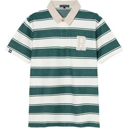 ゴルフウェアメンズ M-オニカノコボーダーハンソデポロ シャツ半袖 M グリーン 044-23243-48-023