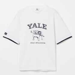 ゴルフウェアメンズ M-レイカンコットンハンソデモックネック YALE University シャツ半袖 M オフホワイト 044-23451-48-005