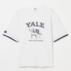 ゴルフウェアメンズ M-レイカンコットンハンソデモックネック YALE University シャツ半袖 XL オフホワイト 044-23451-52-005