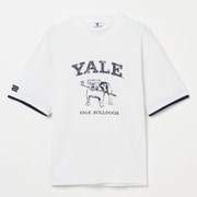 ゴルフウェアメンズ M-レイカンコットンハンソデモックネック YALE University シャツ半袖 XL オフホワイト 044-23451-52-005