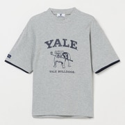 ゴルフウェアメンズ M-レイカンコットンハンソデモックネック YALE University シャツ半袖 L グレー 044-23451-50-013