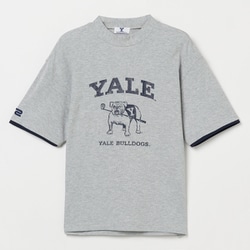 ゴルフウェアメンズ M-レイカンコットンハンソデモックネック YALE University シャツ半袖 XL グレー 044-23451-52-013