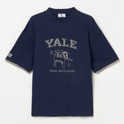 ゴルフウェアメンズ M-レイカンコットンハンソデモックネック YALE University シャツ半袖 L ネイビー 044-23451-50-098