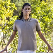 ゴルフウェアメンズ M-ソロナテンジクハンソデポロ YALE Universityコラボ シャツ半袖 M ベージュ 044-23454-48-052