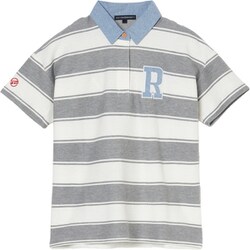 ゴルフウェアレディース L-オニカノコボーダーハンソデポロ シャツ半袖 M グレー 045-23243-40-013