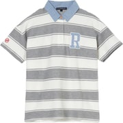 ゴルフウェアレディース L-オニカノコボーダーハンソデポロ シャツ半袖 M グレー 045-23243-40-013
