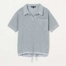 ゴルフウェアレディース L-メッシュハンソデポロ シャツ半袖 L グレー 045-23443-42-013