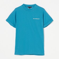 ゴルフウェアレディース L-クールテンジクハンソデモックネック シャツ半袖 L ブルー 045-23445-42-095
