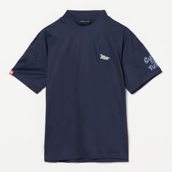 ゴルフウェアレディース L-クールコアハンソデモックネック シャツ半袖 L ネイビー 045-23446-42-098
