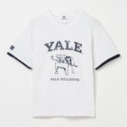 ゴルフウェアレディース L-レイカンコットンハンソデモックネック YALE University シャツ半袖 L オフホワイト 045-23451-42-005
