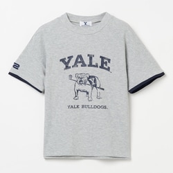 ゴルフウェアレディース L-レイカンコットンハンソデモックネック YALE University シャツ半袖 M グレー 045-23451-40-013