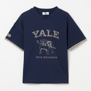 ゴルフウェアレディース L-レイカンコットンハンソデモックネック YALE University シャツ半袖 M ネイビー 045-23451-40-098