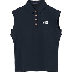 ゴルフウェアレディース L-メッシュジャカードノースリーブポロ シャツノースリーブ M ネイビー 045-23542-40-098